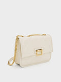 CHARLES & KEITH Neva Panelled Chain-Strap Crossbody Bag_Cream