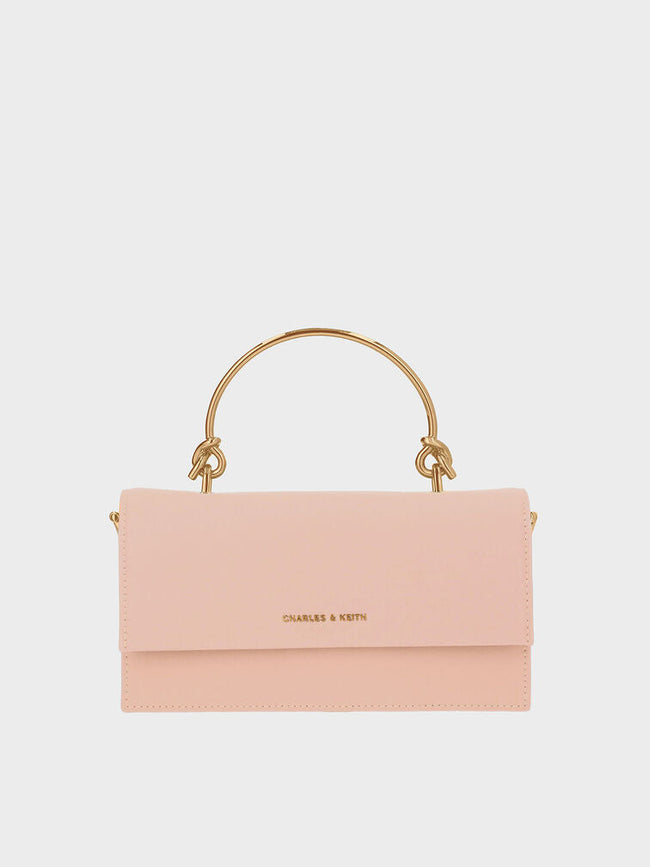 Kristine Sculptural-Handle Long Wallet_Light Pink