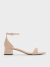 CHARLES & KEITH Faux Suede Block-Heel Ankle-Strap Sandals_Nude