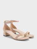 CHARLES & KEITH Faux Suede Block-Heel Ankle-Strap Sandals_Nude