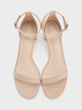 CHARLES & KEITH Faux Suede Block-Heel Ankle-Strap Sandals_Nude