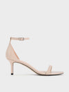 CHARLES & KEITH Patent Stiletto-Heel Ankle-Strap Sandals_Nude