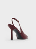 Croc-Effect Pointed-Toe Slingback Pumps _Animal Print Burgundy