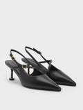 Wynn Buckled Sculptural-Heel Slingback Pumps_Black