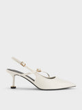 Wynn Buckled Sculptural-Heel Slingback Pumps_White