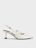 Wynn Buckled Sculptural-Heel Slingback Pumps_White