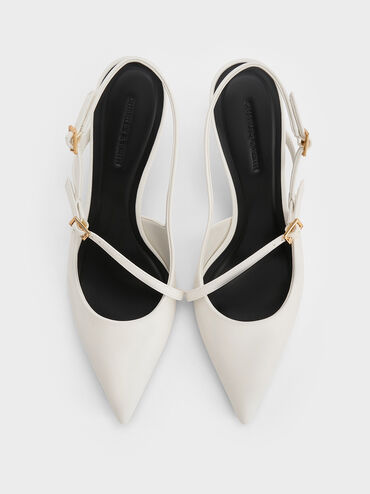 Wynn Buckled Sculptural-Heel Slingback Pumps_White