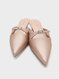 CHARLES & KEITH Crystal-Buckle Pointed-Toe Kitten-Heel Mules_Nude