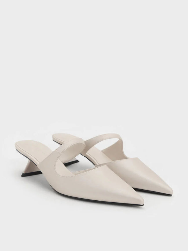 Asymmetric Sculptural Heel Pumps_White