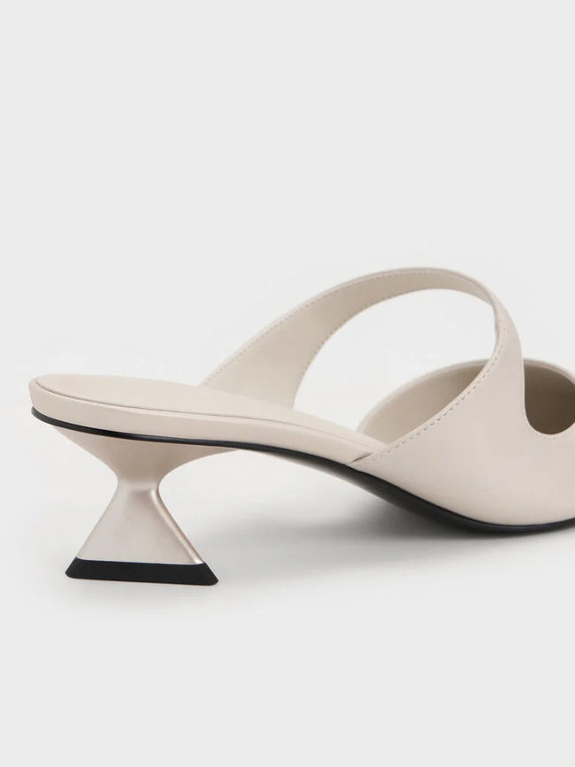 Asymmetric Sculptural Heel Pumps_White