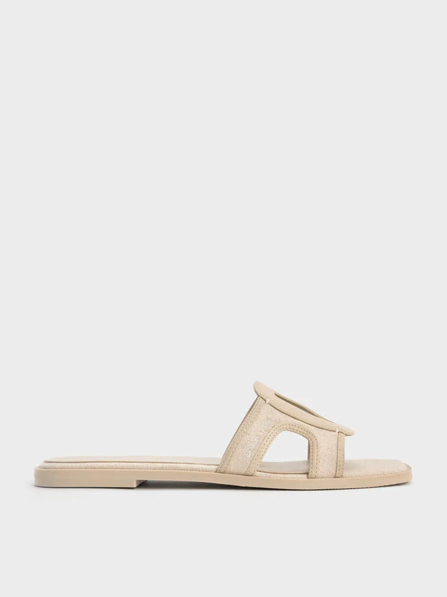 Easley Linen Cut-Out Slide Sandals_Taupe