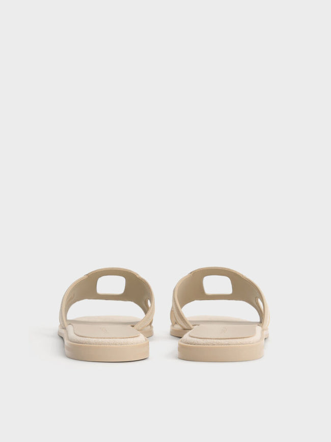 Easley Linen Cut-Out Slide Sandals_Taupe