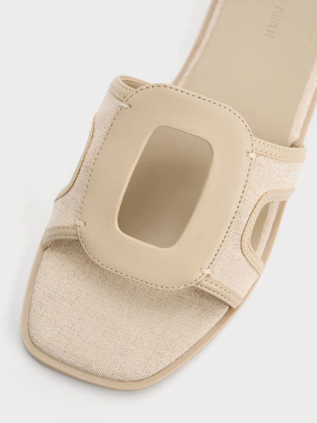 Easley Linen Cut-Out Slide Sandals_Taupe