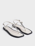 CHARLES & KEITH Chain-Link Thong Sandals_Chalk