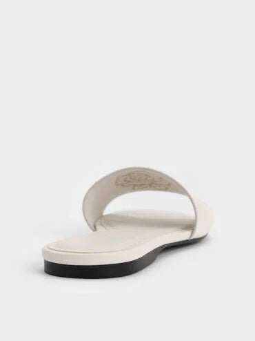 Perforated-Rose Motif Slide Sandals_Chalk