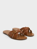 CHARLES & KEITH Belted Slide Sandals_Brown
