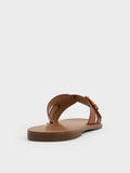 CHARLES & KEITH Belted Slide Sandals_Brown