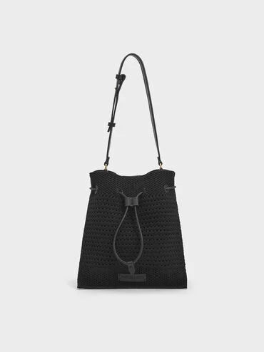 Ida Knitted Bucket Bag_Black
