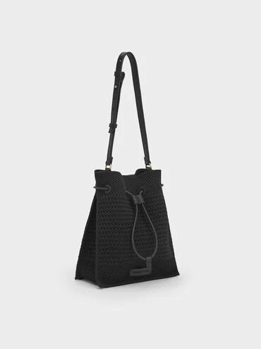 Ida Knitted Bucket Bag_Black