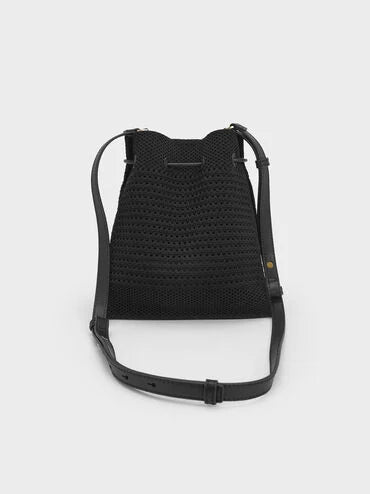 Ida Knitted Bucket Bag_Black