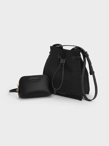 Ida Knitted Bucket Bag_Black