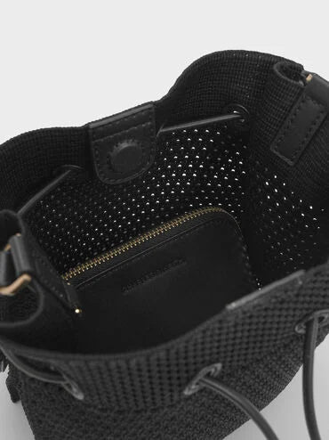 Ida Knitted Bucket Bag_Black