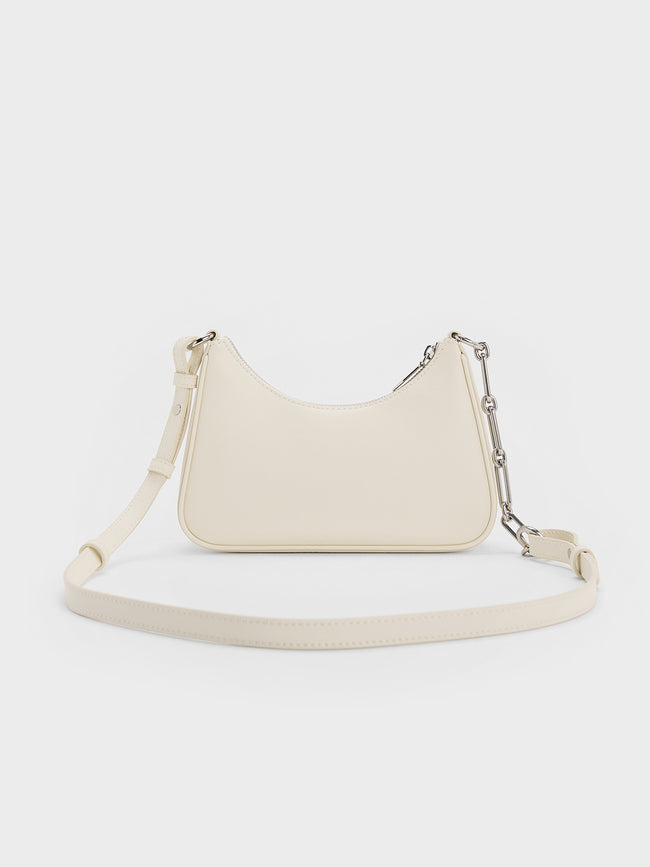 CHARLES & KEITH Women Lane Chain-Strap Shoulder Bag_Shell Grey