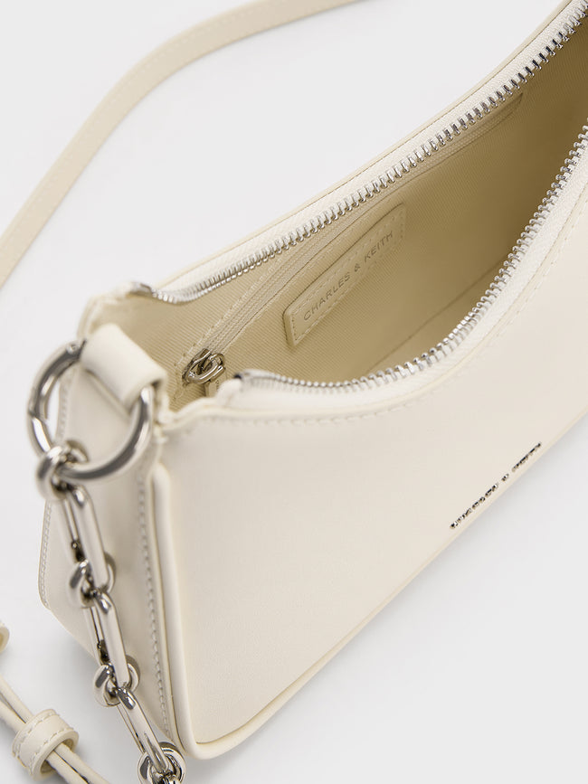 CHARLES & KEITH Women Lane Chain-Strap Shoulder Bag_Shell Grey