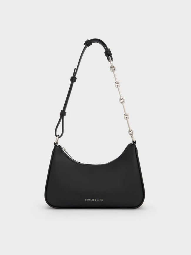 CHARLES & KEITH Women Lane Chain-Strap Shoulder Bag -Noir