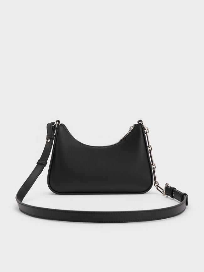 CHARLES & KEITH Women Lane Chain-Strap Shoulder Bag -Noir