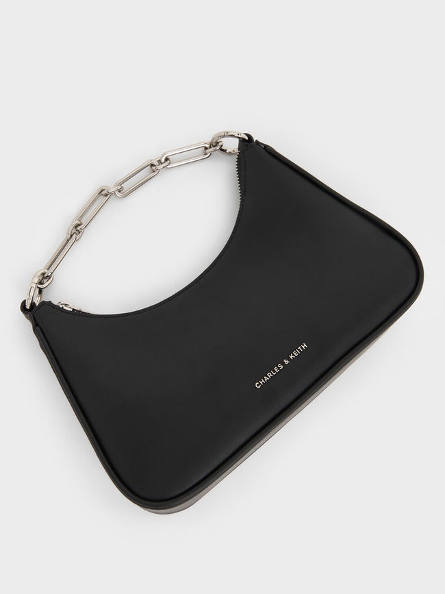 CHARLES & KEITH Women Lane Chain-Strap Shoulder Bag -Noir