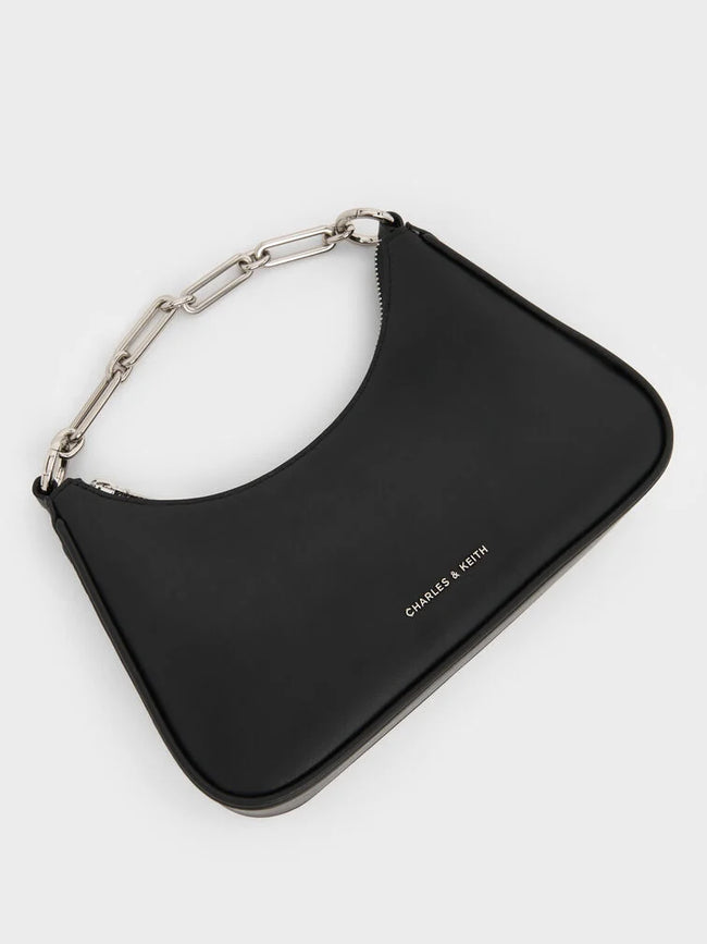Lane Chain-Link Shoulder Bag_Noir