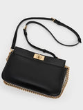 CHARLES & KEITH Lennie Chain-Handle Shoulder Bag_Black