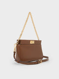CHARLES & KEITH Lennie Chain-Handle Shoulder Bag_Dark Brown