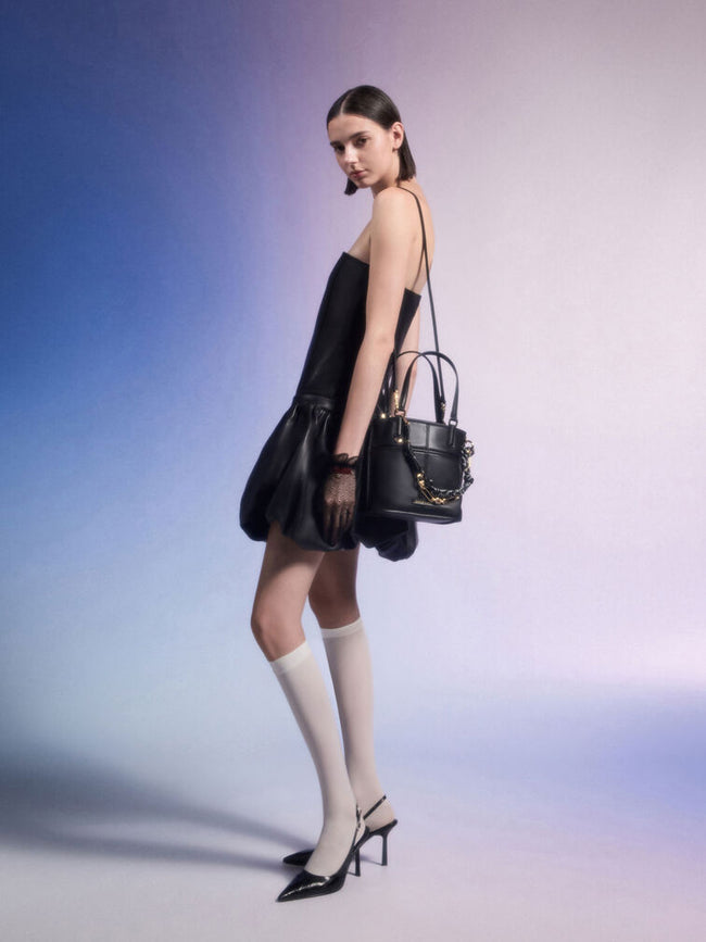 Addison Knotted-Rope Reversible Tote Bag_Black