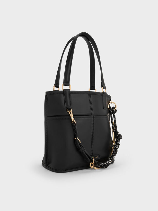 Addison Knotted-Rope Reversible Tote Bag_Black