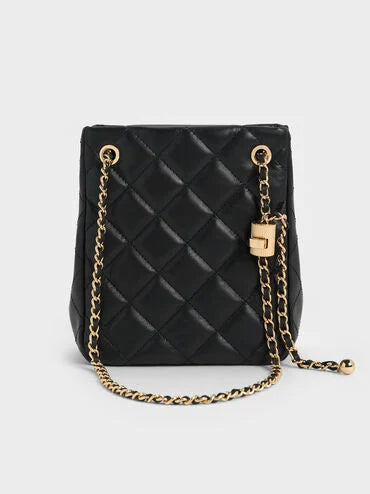 Alva Quilted Braided-Strap Shoulder Bag_Black