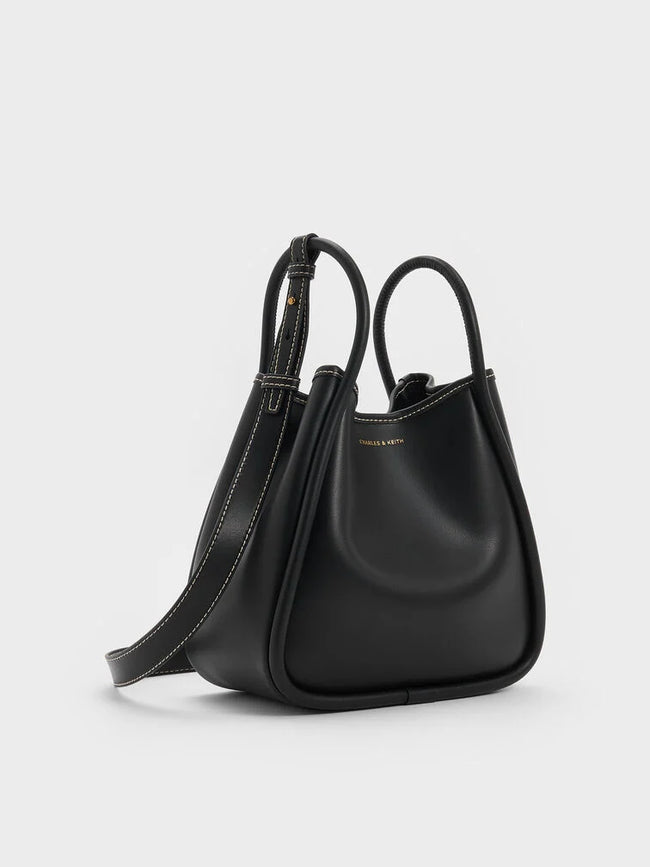 CHARLES & KEITH Women Mini Lyla Tubular Tote Bag -Black