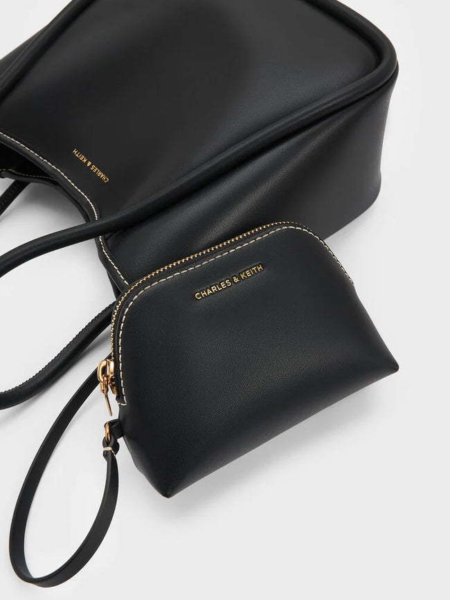 CHARLES & KEITH Women Mini Lyla Tubular Tote Bag -Black