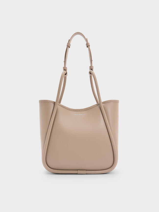 CHARLES & KEITH Women Mini Lyla Tubular Tote Bag -Taupe