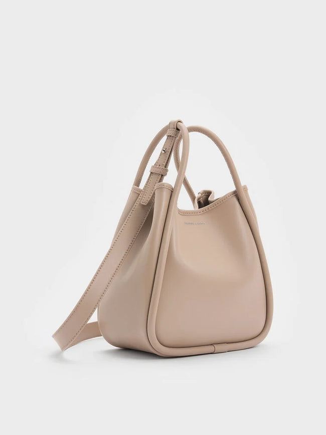 CHARLES & KEITH Women Mini Lyla Tubular Tote Bag -Taupe