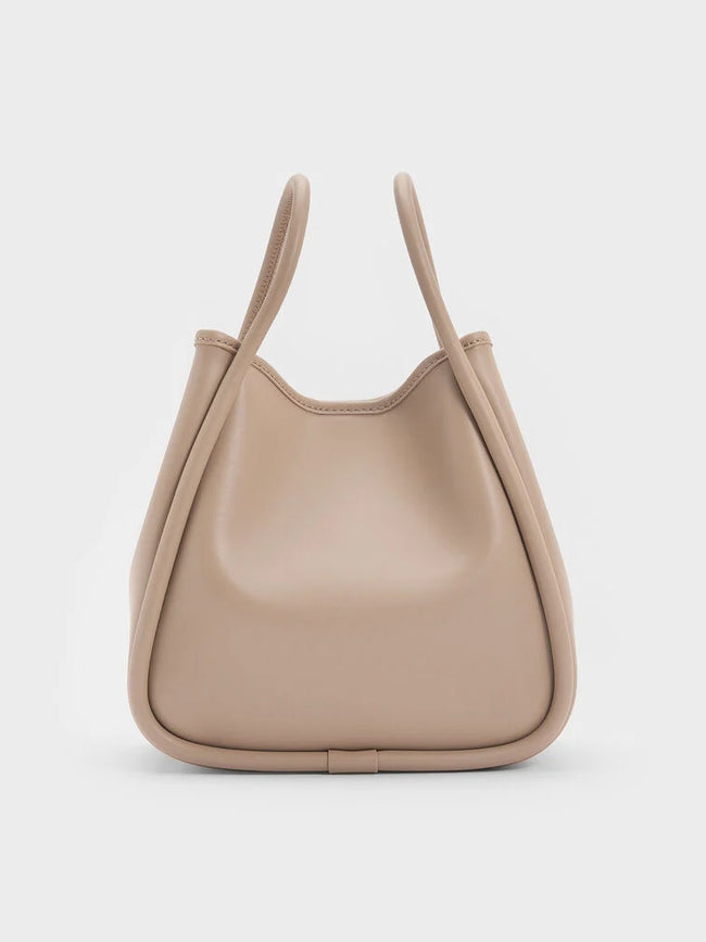 CHARLES & KEITH Women Mini Lyla Tubular Tote Bag -Taupe