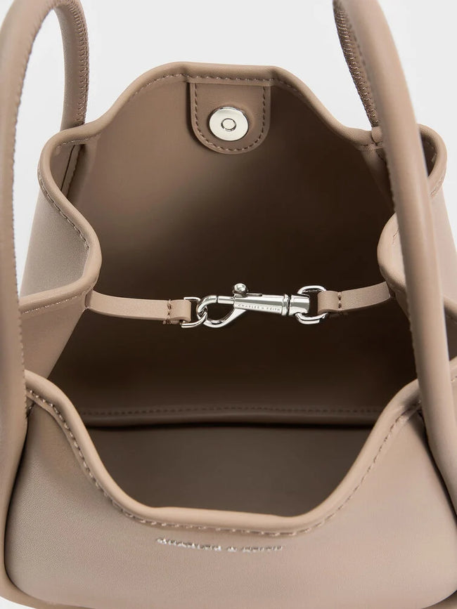 CHARLES & KEITH Women Mini Lyla Tubular Tote Bag -Taupe