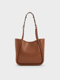 CHARLES & KEITH Women Mini Lyla Tubular Tote Bag - Chocolate -Chocolate