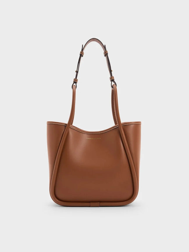 CHARLES & KEITH Women Mini Lyla Tubular Tote Bag - Chocolate -Chocolate