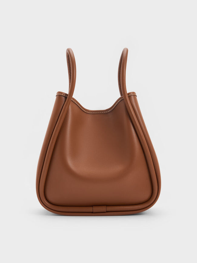 CHARLES & KEITH Women Mini Lyla Tubular Tote Bag - Chocolate -Chocolate