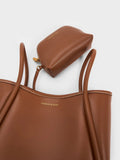 CHARLES & KEITH Women Mini Lyla Tubular Tote Bag - Chocolate -Chocolate