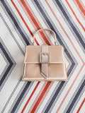 Satin Crystal-Buckle Belted Top Handle Bag_Sunset Nude