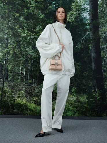 Satin Crystal-Buckle Belted Top Handle Bag_Sunset Nude