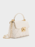 Alva Quilted Top Handle Bag_Cream